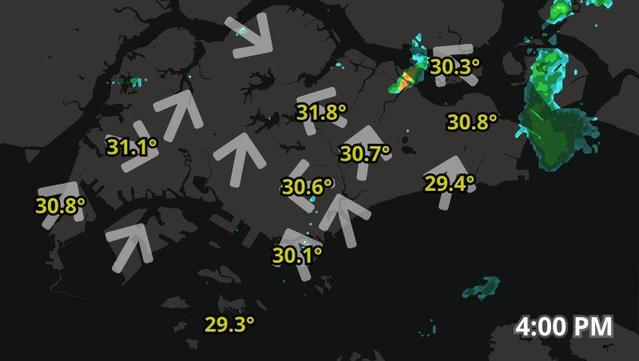 Rain radar image in Singapore