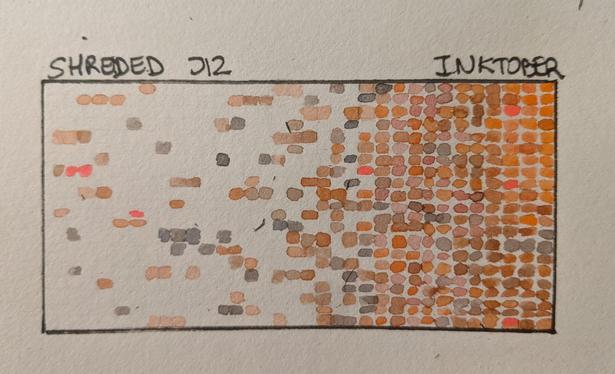 Case avec des pixels dans les tons orangés très dense à droite et clairsemé à gauche