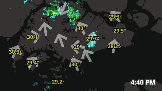 Rain radar image in Singapore