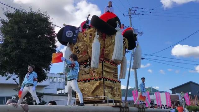 【土居秋まつり2025】面白いかき夫がいました！四国中央市立北小学校 お祭り集会 太鼓台集結(蕪崎、下天満、上天満、東天満)