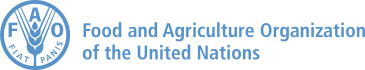 Logo of the Food and Agriculture Organization of the United Nations. On the left, a circular emblem features a stylized ear of wheat with the letters 'FAO' above the Latin phrase 'Fiat Panis,' meaning 'Let there be bread.' To the right, the organization's full name appears in blue text.