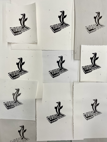 Impressions multiples du phoque sur son évier - lithographie