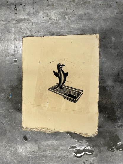 Pierre litho trouvée avec le phoque sur son évier