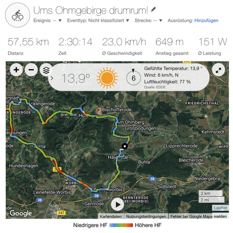 Graveltour einmal "Ums Ohngebirge drumrum!" 57 km /  650 HM bei 14 °C