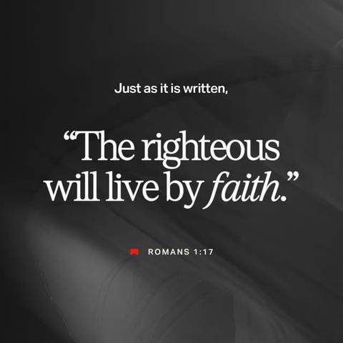 "For in the gospel the righteousness of God is revealed—a righteousness that is by faith from first to last, just as it is written: “The righteous will live by faith.”" - Romans 1:17 (NIV)
