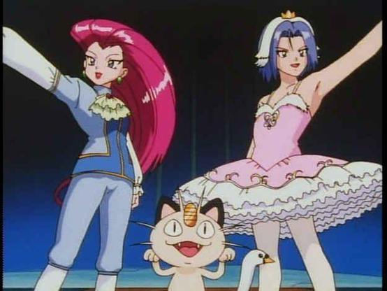 Team Rocket. James is wearing a ballerina outfit