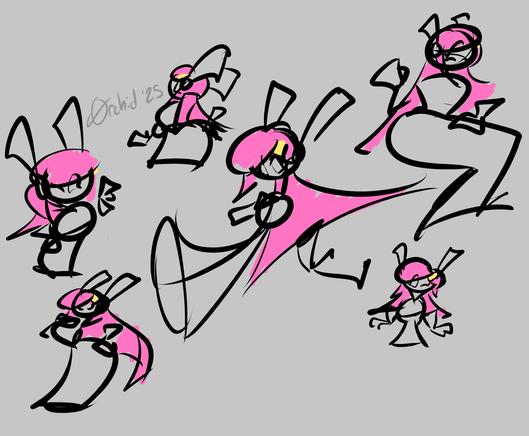 multiple drawings of susie haltmann from kirby in myriad sizes, from tall to small and thin to wide. i love susie