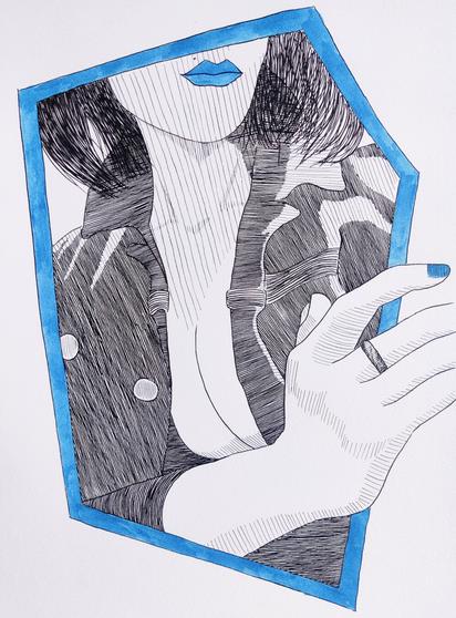 Some parallel lines in the shape of a funky lady.