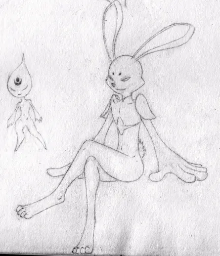 anthro rabbit with crossed legs
