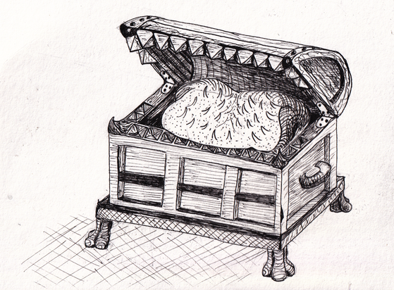 A Mimic Trunk with open mouth and a tounge full if spikes.