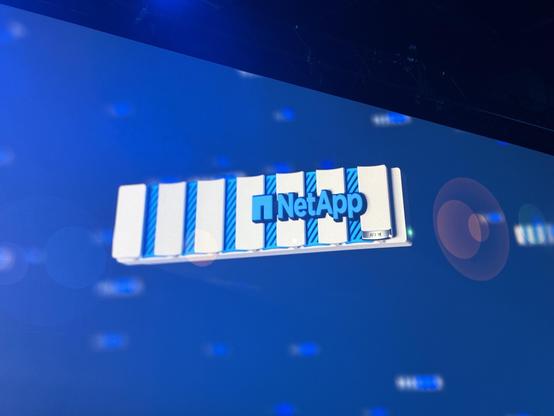 The colorful white and blue bezel of the NetApp AFX