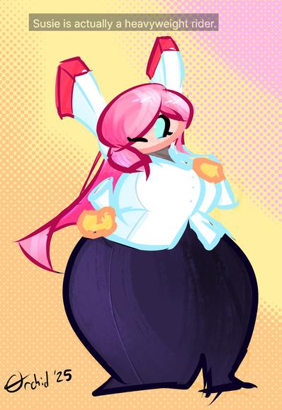 drawing of susie haltmann from kirby, with a large figure