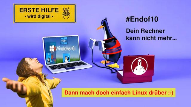 Tux (Linux) kann Computer mit Windows 10 nach Ende des Supports wiederbeleben.