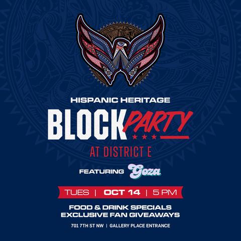 Hispanic Heritage Block Party at District E on Tuesday, Oct. 14 at 5 PM.
Enjoy live music from Goza, food & drink specials, and exclusive fan giveaways.