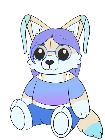 A cute drawing of a plushie made in Lloxie's likeness.