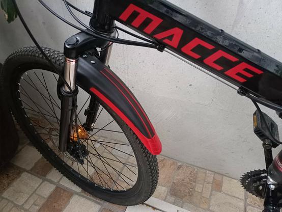a black and red front fender on my bike