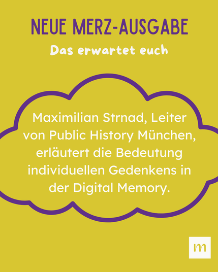 Das erwartet euch: Maximilian Strnad, Leiter von Public History München, erläutert die Bedeutung individuellen Gedenkens in der Digital Memory.