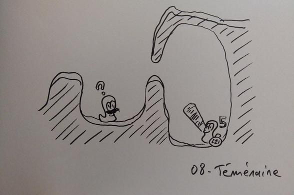 Inspiré du jeu vidéo "Worms". Un ver tente de lancer une grenade par un lucarne très étroite.