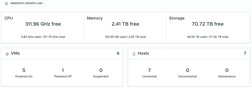 VCF homelab resource screen grab