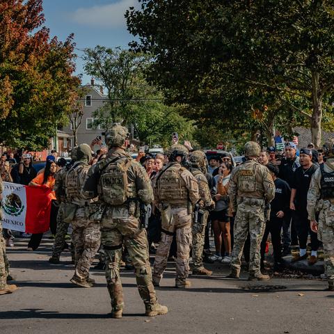 Community members at a rally in Chicago on Tuesday.