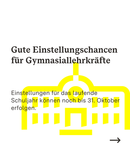 Infotafel zu Einstellungsmöglichkeiten für Gymnasiallehrkräfte