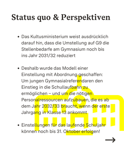 Infotafel zu Einstellungsmöglichkeiten für Gymnasiallehrkräfte