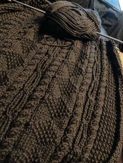 Work in progress grey Aran jumper