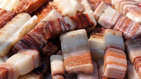 Rocks with strata that make them resemble chopped up chunks of uncooked bacon