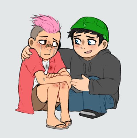 Owen comforting a crying Ian.