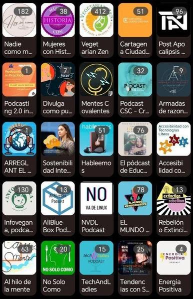 Nadie como mama
Mujeres con historia
Vegetarian Zen
Cartagena Ciudad Creativa
Post Apocalipsis Nou
Podcasting 2.0 in practice
Divulga como puedas
Mentes Covalentes
Podcast CSC - Criar con Sentido Común
Armadas de razones
ARREGLANT el Mont
Sostenibilidad Interseccional
Hableemos
El Podcast de Educando en Conexión
Accesibilidad con Tecnologías Libres
Infovegan
AilBlue Box
NVDL
EL MUNDO no nos merece
Rebelión o Extinción
Al hilo de la mente
No Solo Como
TechAndLadies
Tendencias con Silvia Leal
Energía Positiva