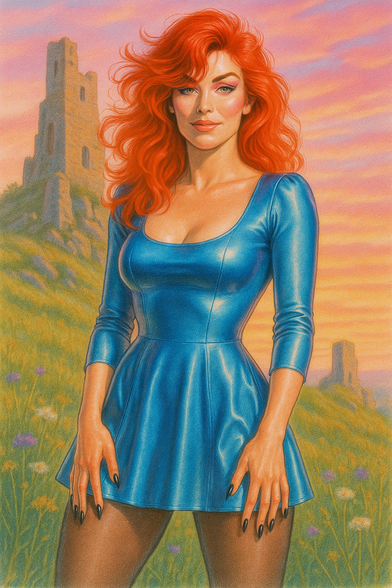 Virtual photograph featuring a glamour model posing for the camera.