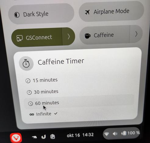 Nice feature: the caffeine timer to schedule the next coffee break