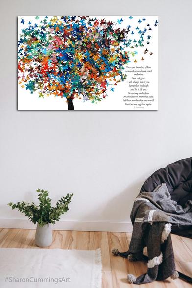Colorful tree and grief comfort poem by artist and poet Sharon Cummings.