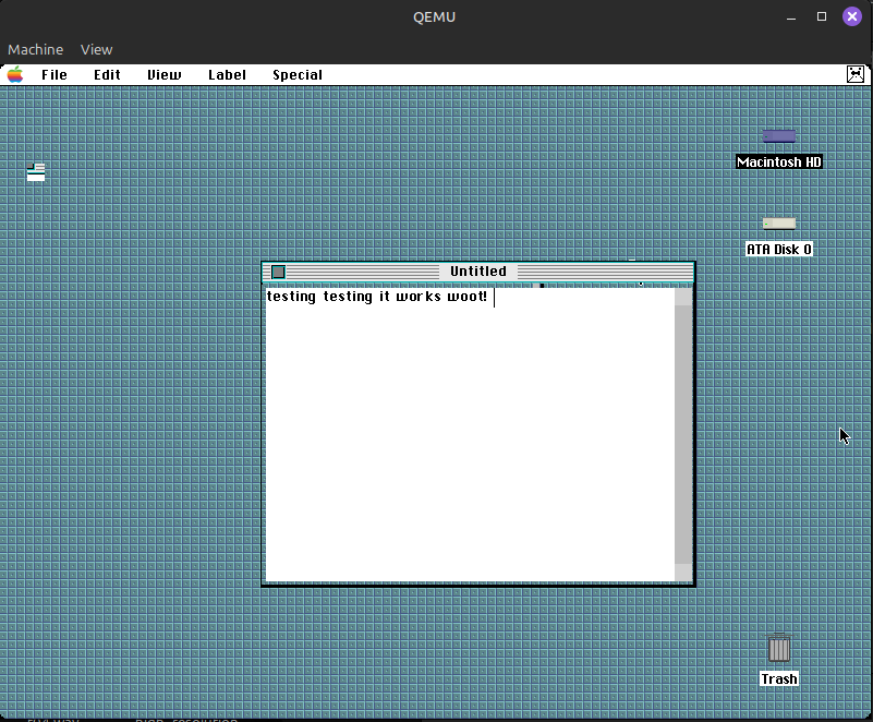 System 7 running natively on x86 from source text editing