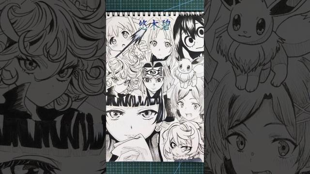 CV：悠木碧さんの演じたキャラ9選を一発描きで特殊に描いてみた！！💊🏹#drawing #drawingchallenge #一発描き #声優 #悠木碧