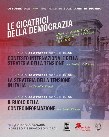 Locandina incontri "Le cicatrici della democrazia"