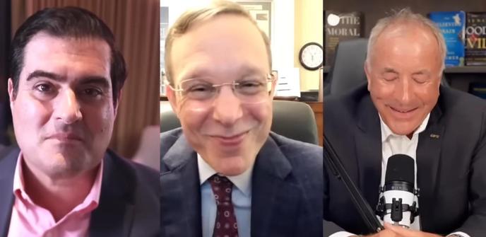 Brian Keating, Avi Loeb and Michael Schermer play rock, paper, scissors