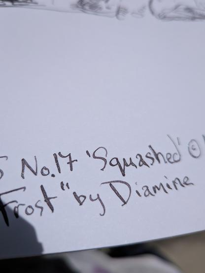 Close up of text No.17 'Squashed' showing the sparkle in the ink.
