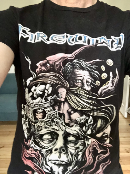 Wearing a Firewind shirt