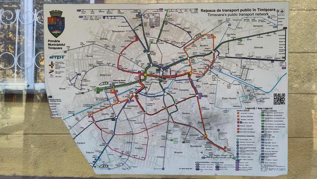Liniennetzplan von Temesvar am Wartehäuschen