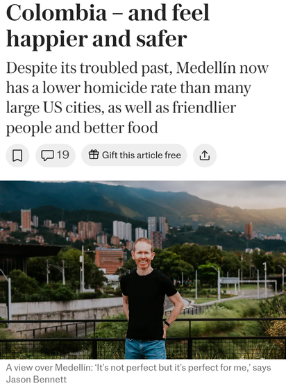 Jason moved to Medellin Colombia and feels happier and safer than he did in San Francisco