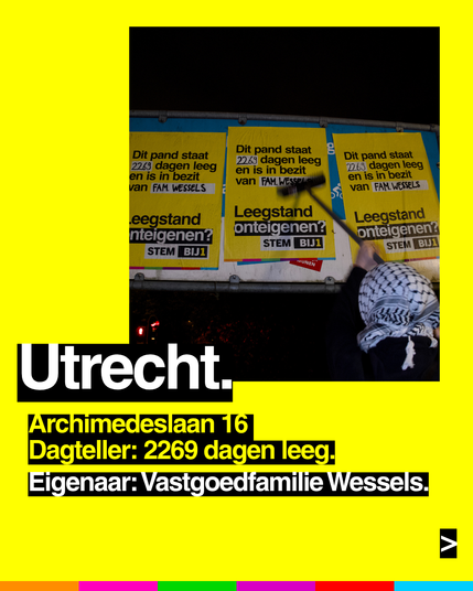 Utrecht
Archimedeslaan 16
Dagteller: 2269 dagen leeg.
Eigenaar: Vastgoedfamilie Wessels.