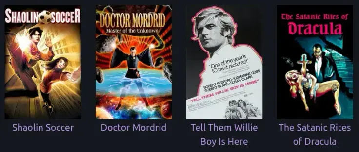 Screenshot of my last four watched movies on Eggplant.place