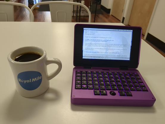 Purple MNT Pocket Reform with a coffee at my local coffee shop