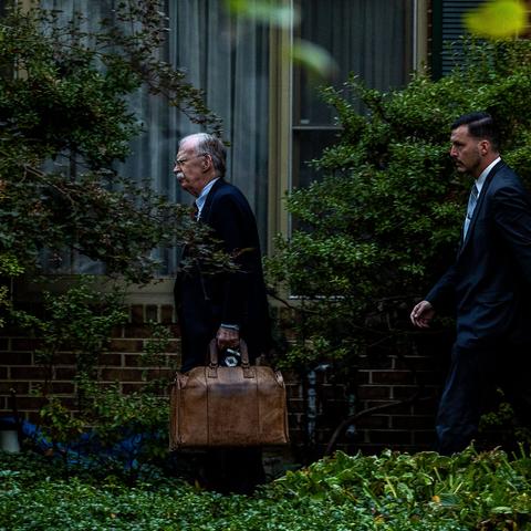 John R. Bolton, who served as a national security adviser during President Trump’s first term, leaving his home in Bethesda, Md., on Friday before a court appearance in Greenbelt.
