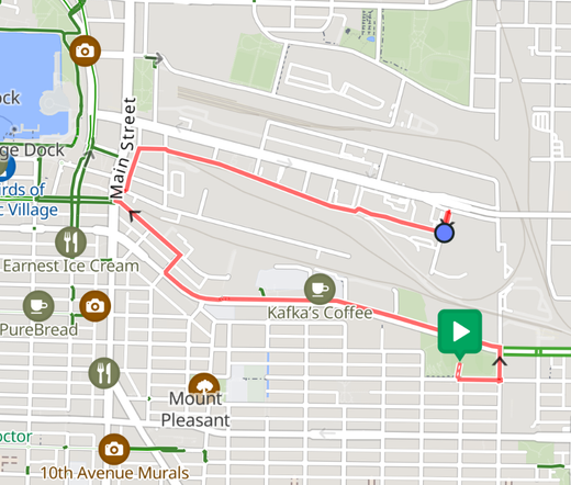 a long detour between two close-ish points on a map: Home Depot on Terminal and China Creek Park North