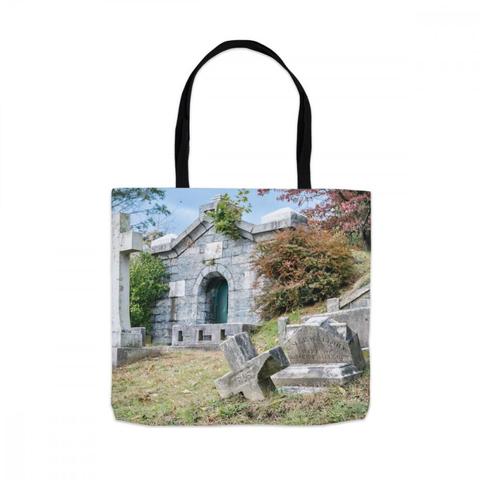 A broken cross stone with the name "Trust" reveals a broken trust in the autumn Sleepy Hollow cemetery in the Hudson River Valley in New York state