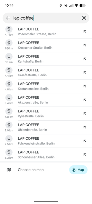 LAP Coffee with tens of locations in Berlin by now, Google Maps showing