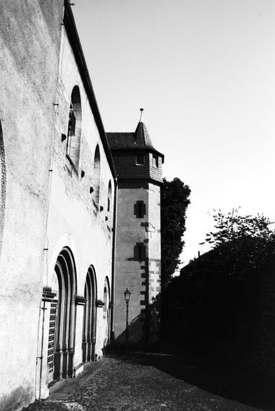 Looking along the wall of St. Peter and Paul's Church Remagen