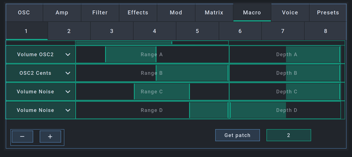 Screenshot showing the macro tab from the open stage control editor for novation circuit by tekknovator